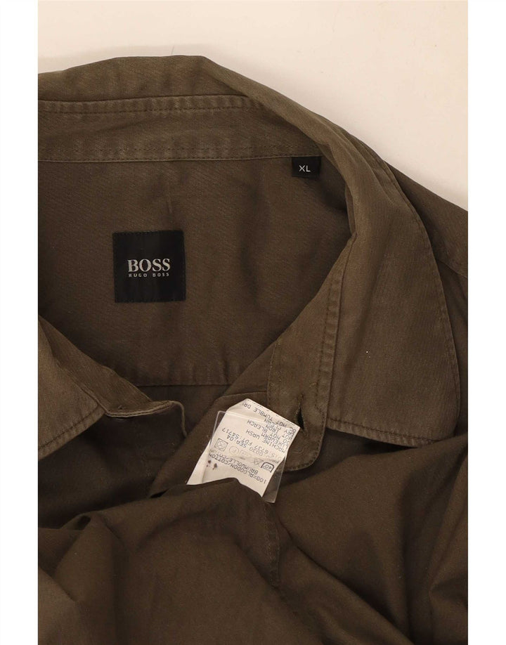 Ανδρικό πουκάμισο Hugo Boss XL Χακί βαμβακερό