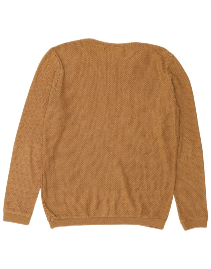 ZARA Mens Crew Neck Jumper Sweater Medium Beige Cotton