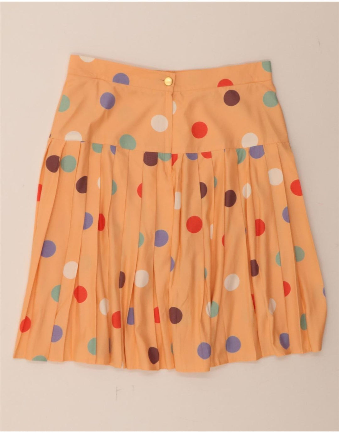VINTAGE Womens High Waist Pleated Skirt UK 18 XL W32 Orange Polka Dot Vintage Vintage and Second-Hand Vintage from Messina Hembry 