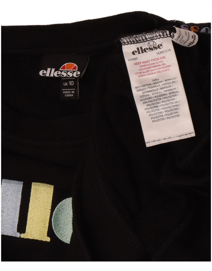 Ellesse Γυναικείο Γραφικό Φούτερ μεγάλου μεγέθους Jumper UK 10 Small Black