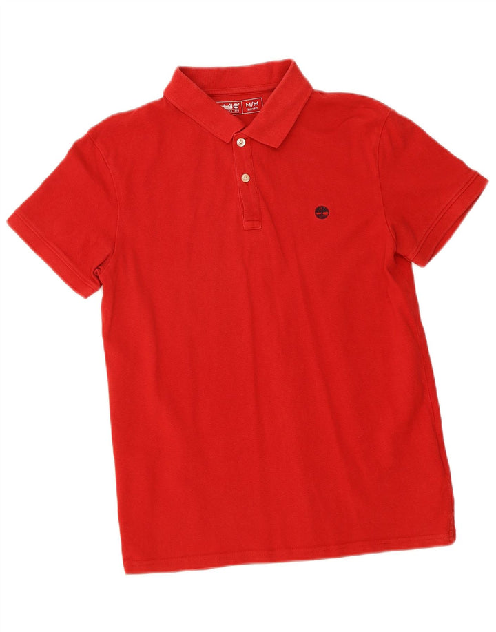 TIMBERLAND Mens Slim Fit Polo Shirt Medium Red Cotton