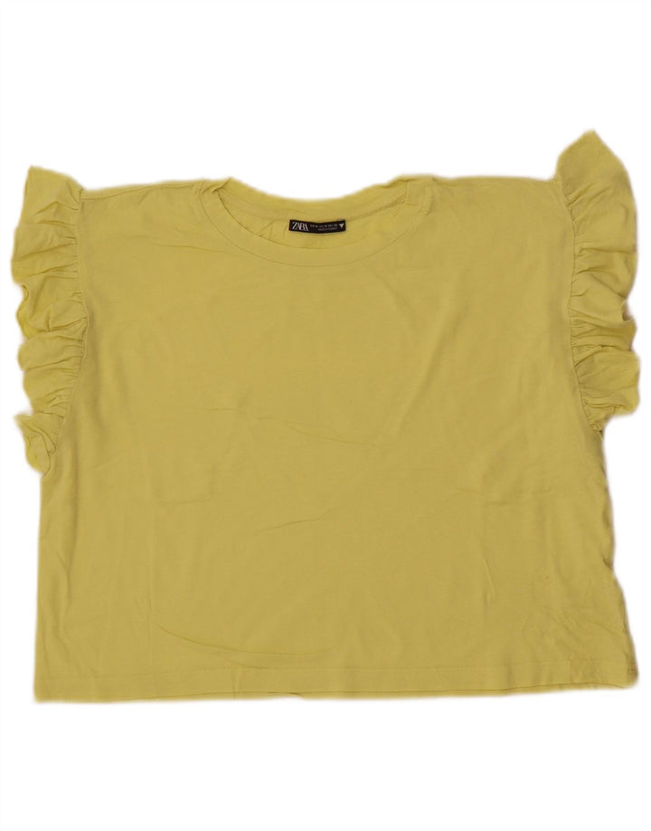 Zara Γυναικείο T-Shirt T-Shirt Top UK 14 Medium Yellow
