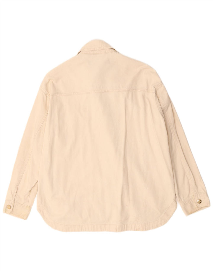 Zara Γυναικείο Bomber Jacket UK 10 Small Off White Βαμβακερό