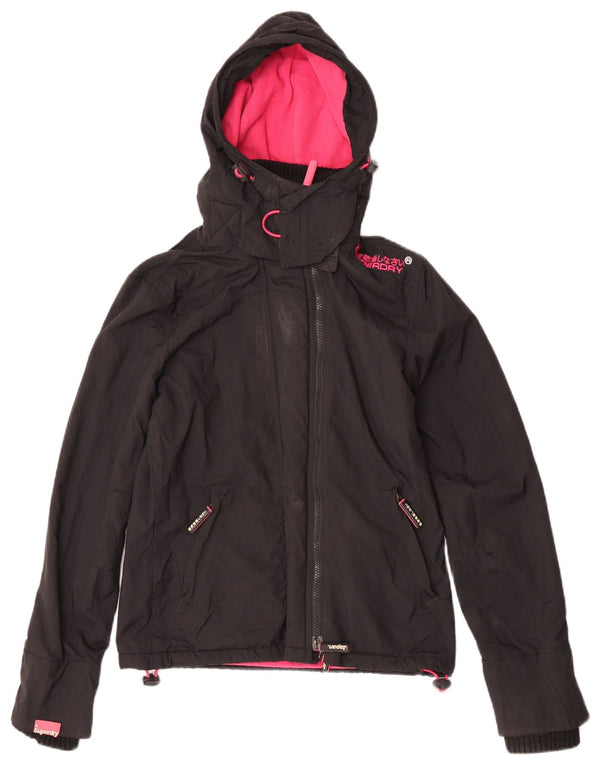 Superdry Γυναικείο Windcheater Hooded Windbreaker Jacket UK 6 XS Black Nylon