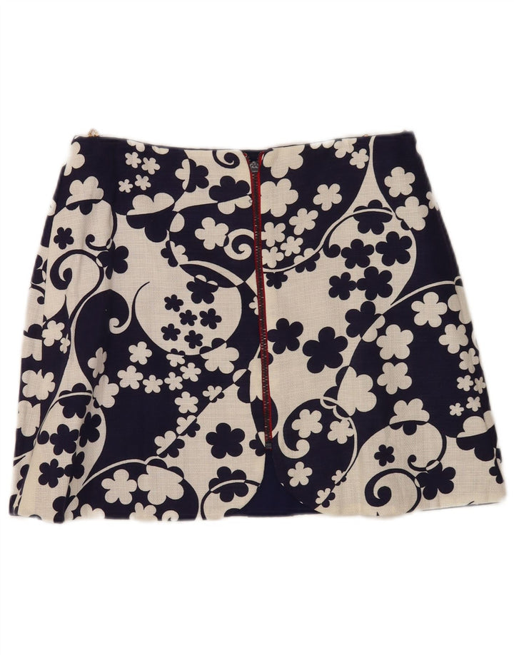 Vintage Γυναικεία Μίνι Φούστα W28 Medium Navy Blue Floral
