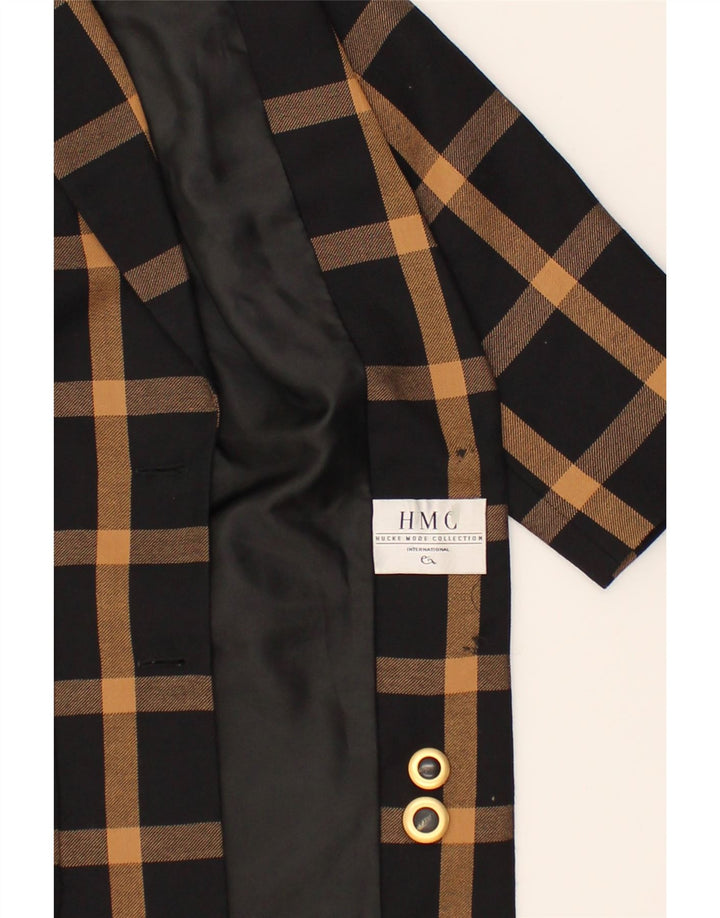 HUCKE Womens 2 Button Blazer Jacket UK 16 Large Black Check Virgin Wool Vintage Hucke and Second-Hand Hucke from Messina Hembry 