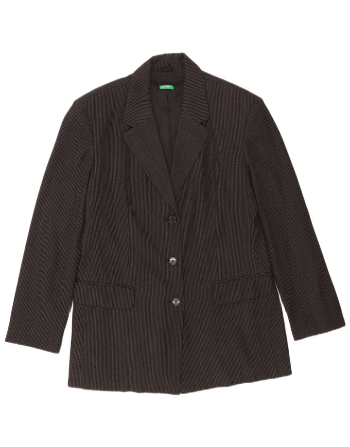 Benetton Γυναικείο Μπουφάν Blazer IT 46 Large Black Pinstripe