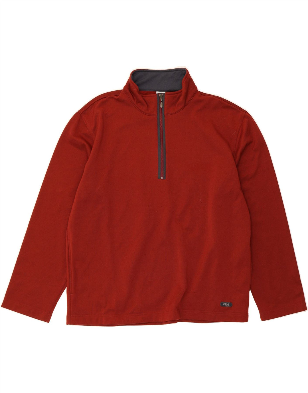 FILA Mens Zip Neck Sweatshirt Jumper XL Red Polyester Vintage Fila and Second-Hand Fila from Messina Hembry 