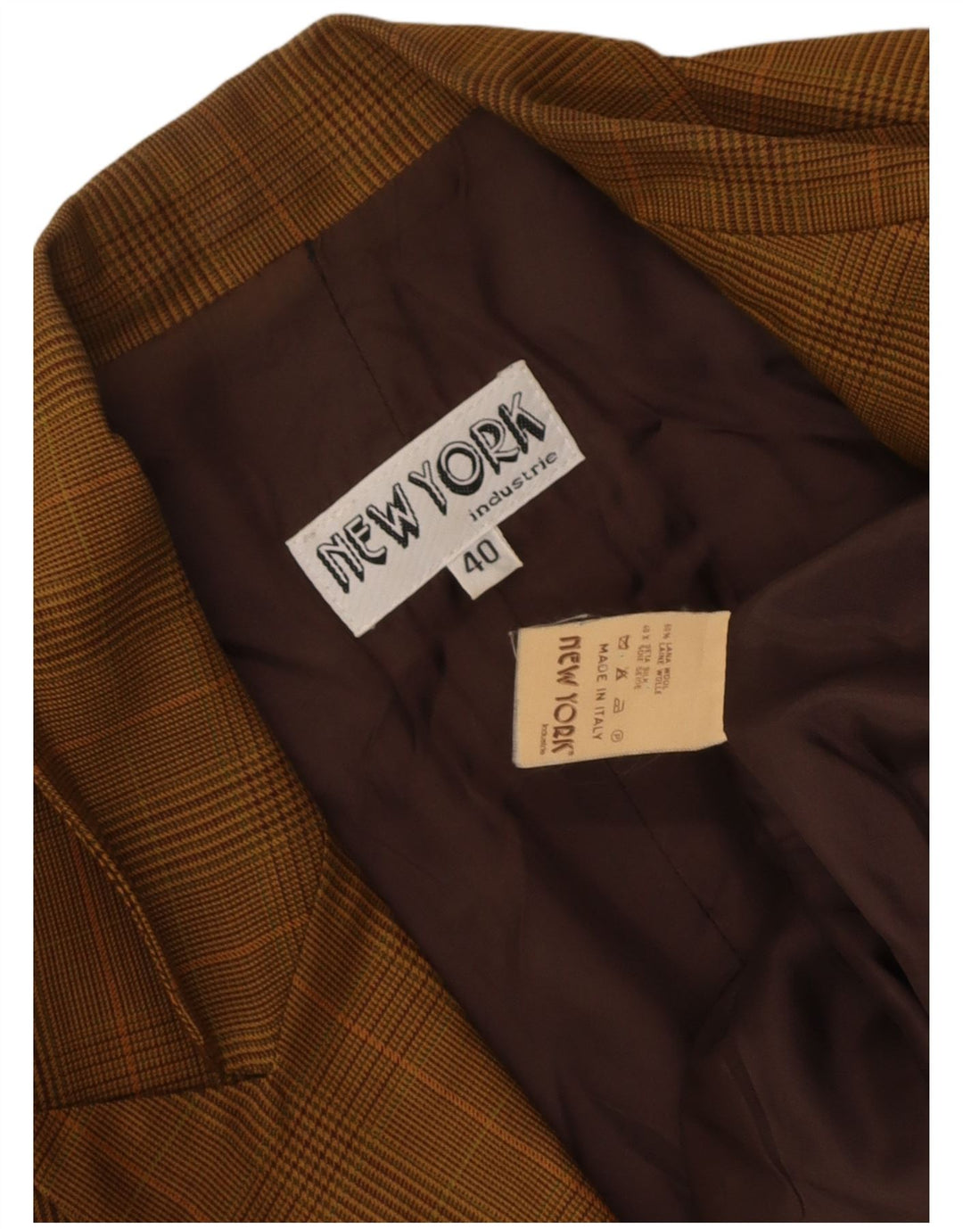 New York Industrie Womens Blazer Jacket IT 40 Small Beige Check