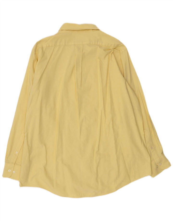 CHAPS Mens Classic Fit Shirt Size 17 17 1/2 XL Yellow Cotton