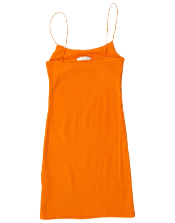 Zara Γυναικείο Slip Dress UK 12 Βαμβακερό μεσαίο πορτοκαλί