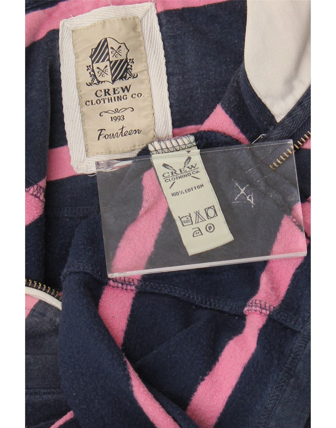 CREW CLOTHING Γυναικεία φούτερ Jumper UK 14 Large Navy Blue ριγέ