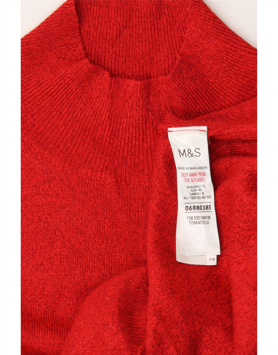 Marks & Spencer Γυναικείο πουλόβερ με λαιμό χελώνα UK 12 μεσαίο κόκκινο βισκόζη