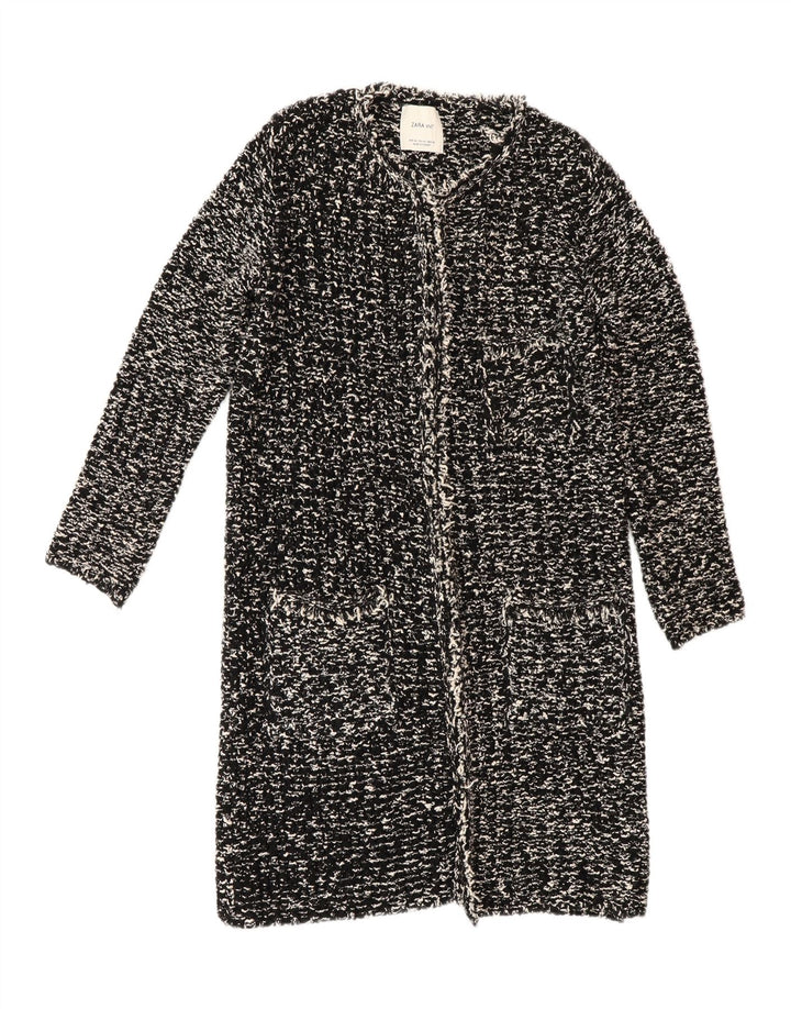 Zara Γυναικεία Ζακέτα Longline UK 14 Medium Black Flecked