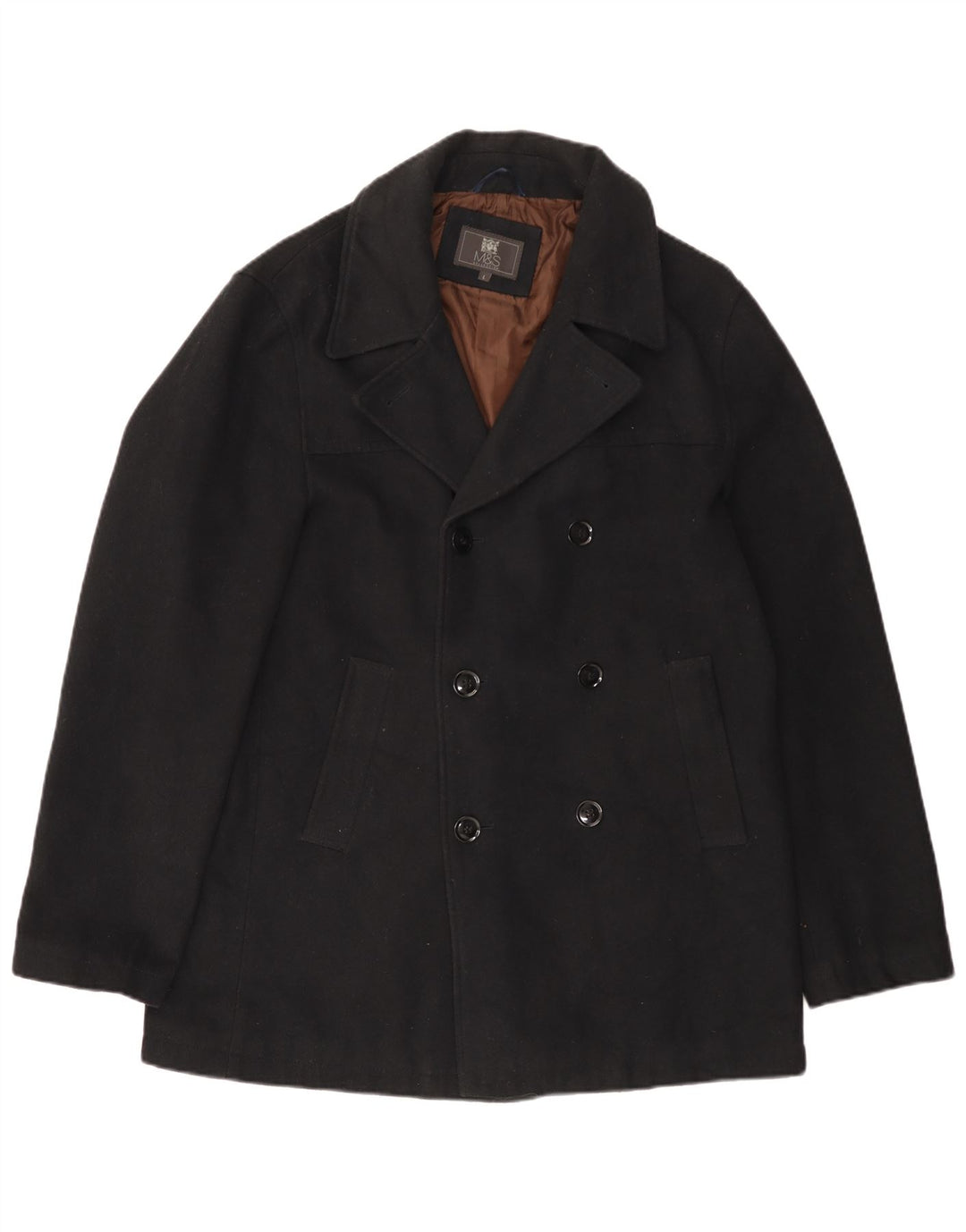 Marks & Spencer Ανδρικό παλτό μπιζελιού UK 40 Large Black Polyester