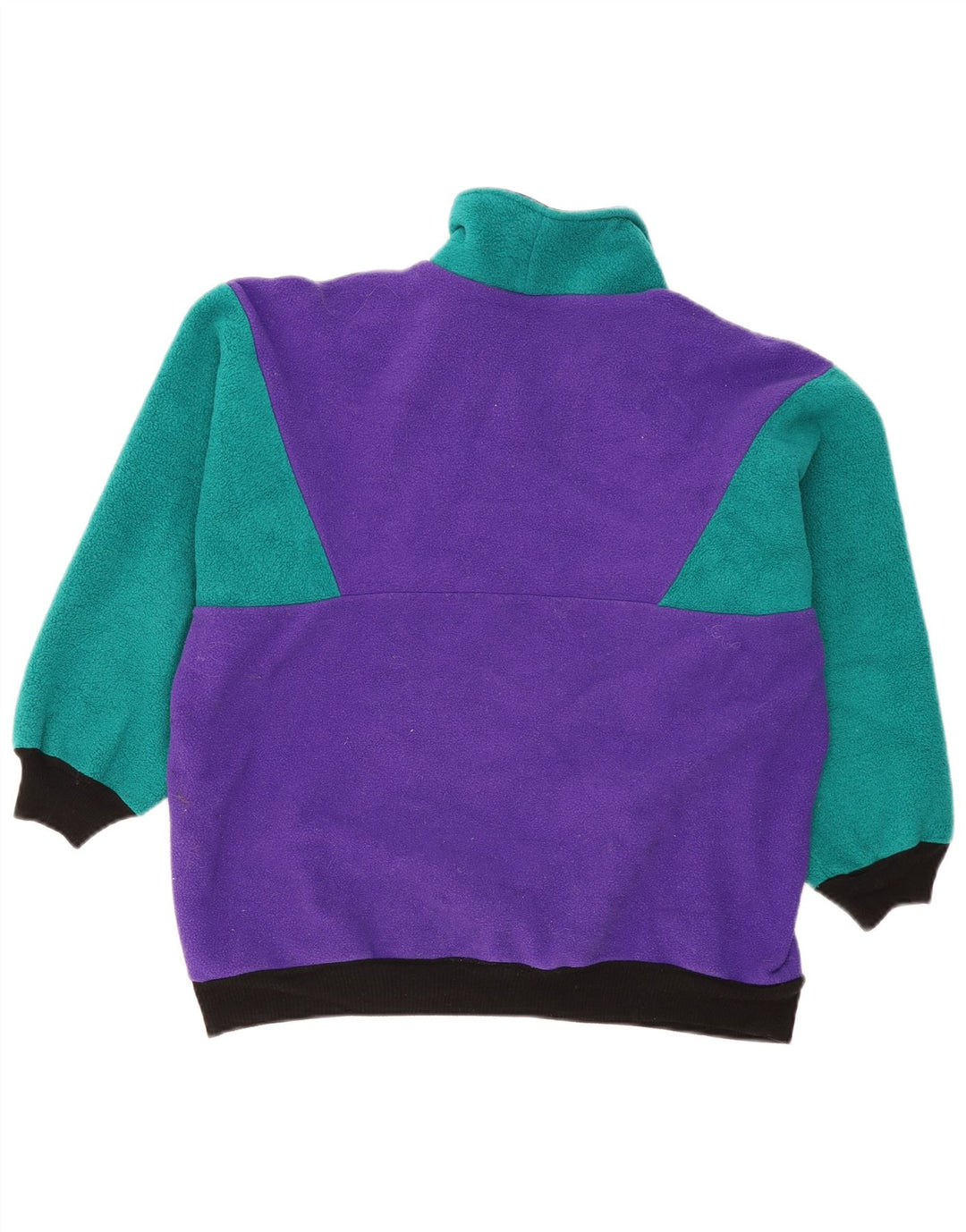 VINTAGE Γυναικείο υπερμεγέθη Fleece Jumper UK 10 Small Purple Colourblock