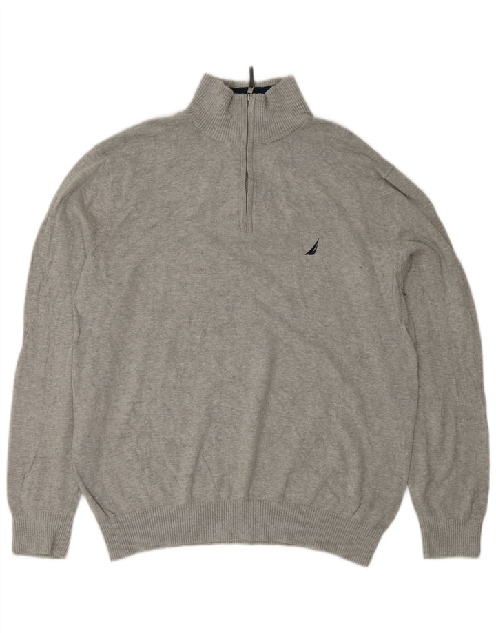 Ανδρικό πουλόβερ με φερμουάρ NAUTICA Μεγάλο Γκρι