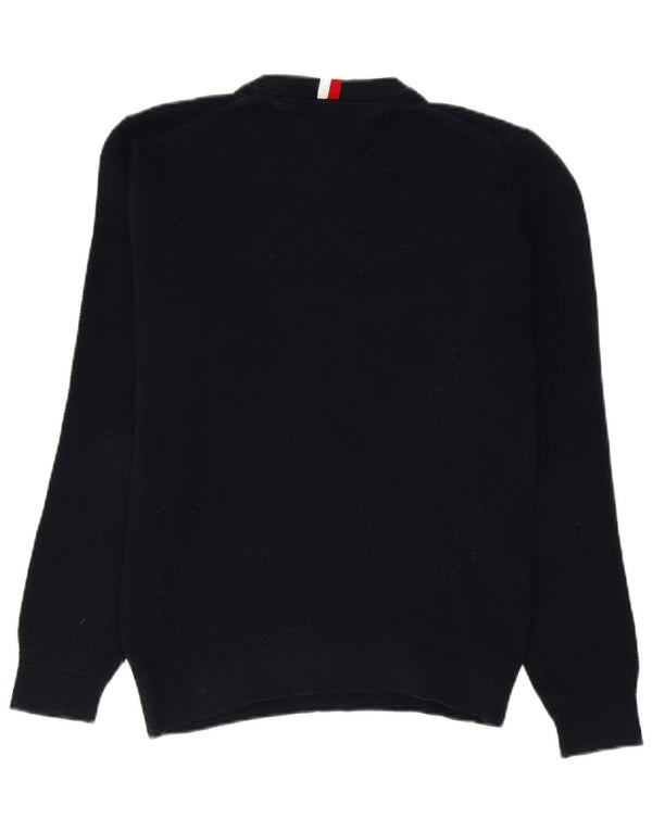 Ανδρικό πουλόβερ με λαιμόκοψη Tommy Hilfiger Μεγάλο βαμβακερό γαλάζιο