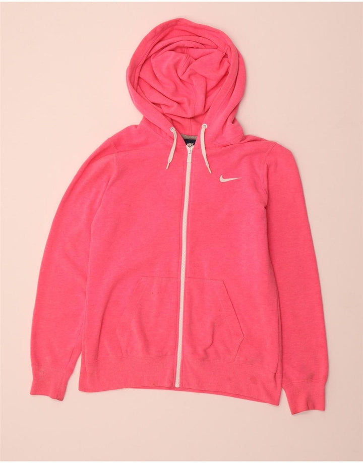 NIKE Womens Zip Hoodie Sweater UK 16 Large Pink Polyester
