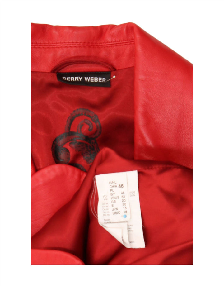 Gerry Weber Γυναικείο δερμάτινο σακάκι με 3 κουμπιά UK 20 2XL Κόκκινο Δερμάτινο