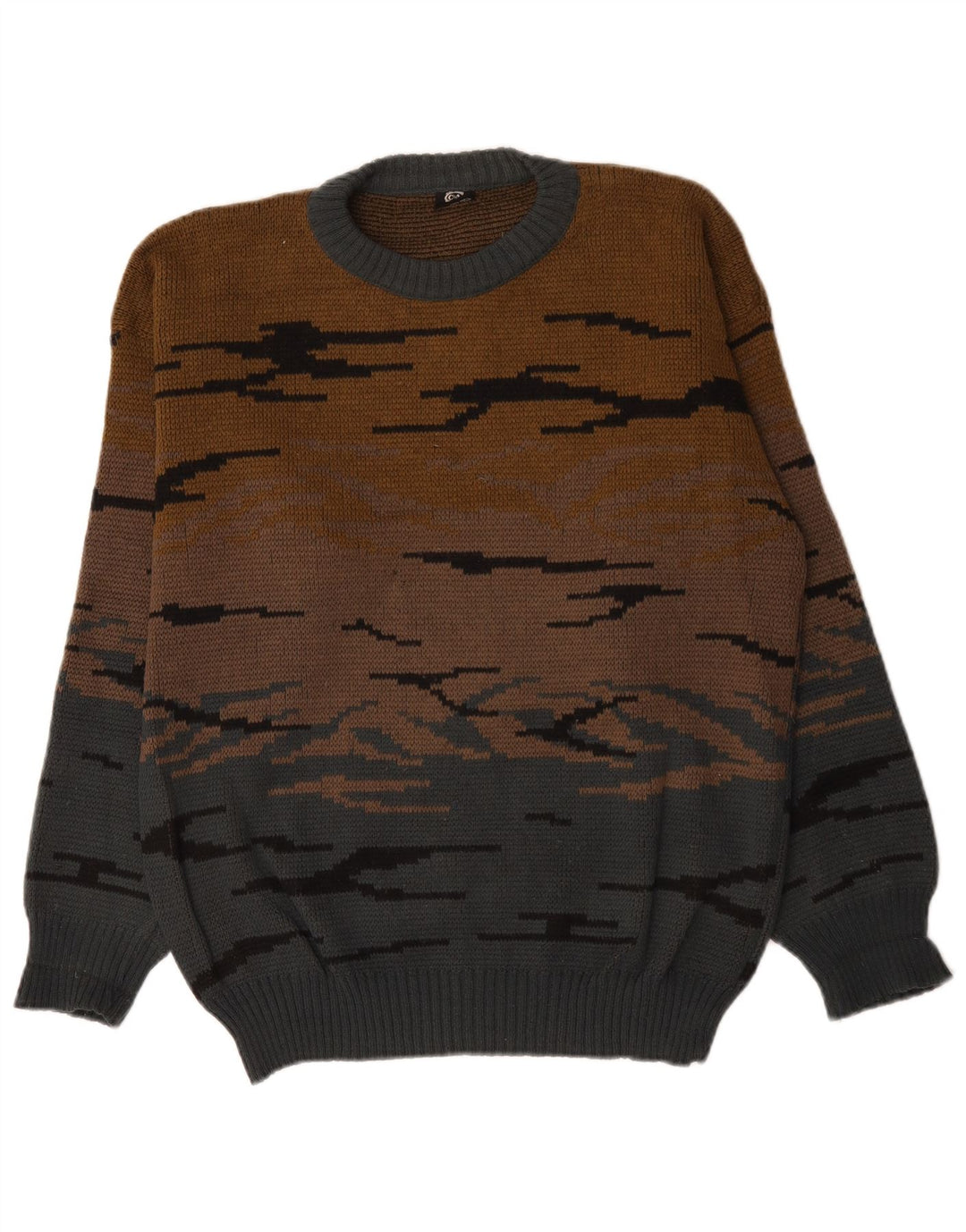 Ανδρικό πουλόβερ C&A Crew Neck Jumper EU 48/50 Medium Brown Colourblock