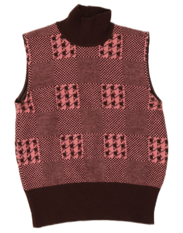 Iceberg γυναικείο γιλέκο Tank Top UK 10 Small Burgundy Houndstooth μαλλί