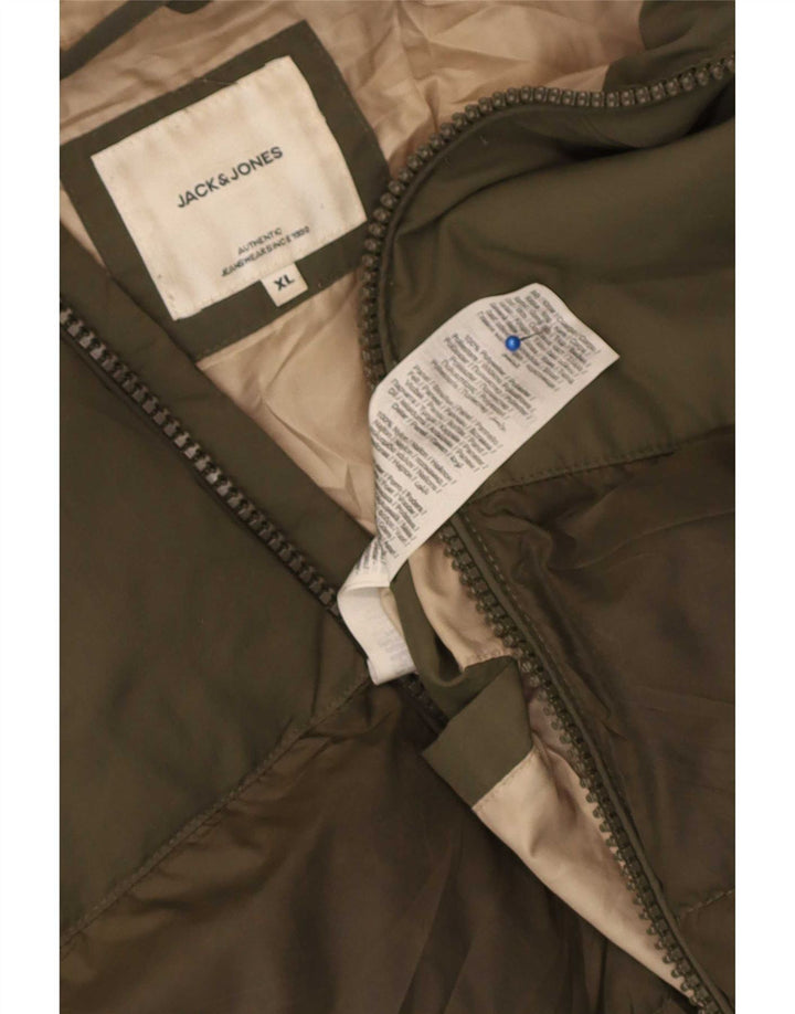 Jack & Jones Ανδρικό μπουφάν με κουκούλα UK 42 XL Χακί Πολυεστέρας