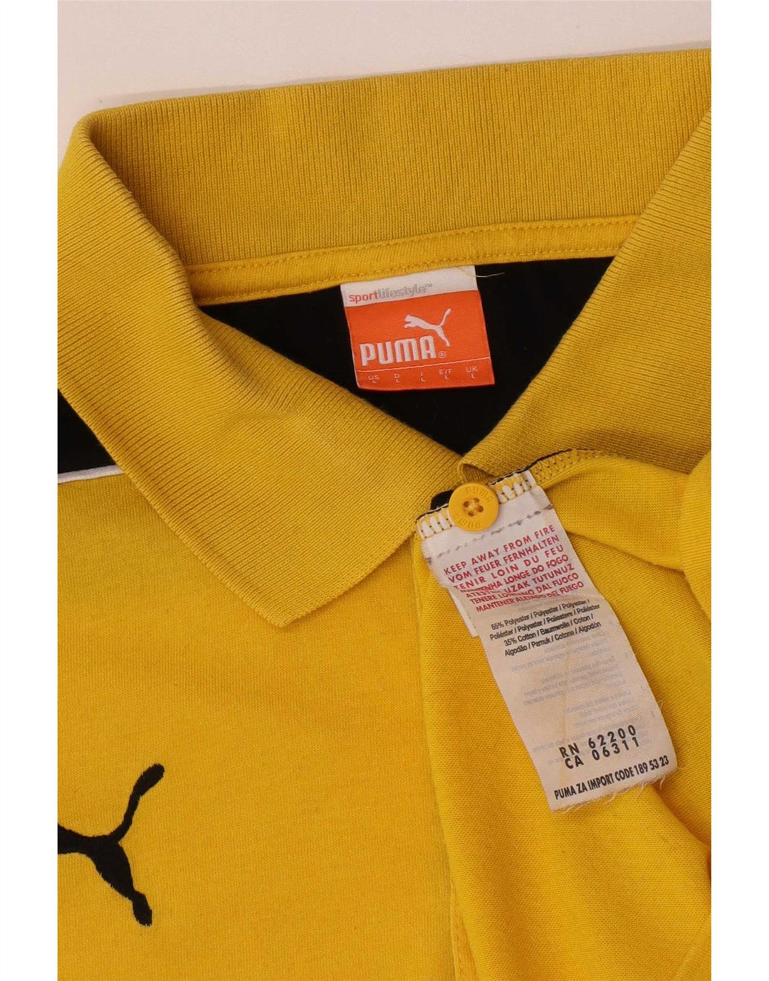 Ανδρικό πουκάμισο πόλο Puma σε μεγάλο κίτρινο χρώμα από πολυεστέρα