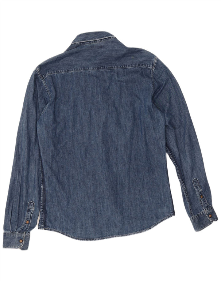 Zara Ανδρικό τζιν πουκάμισο Slim Fit μεγάλο μπλε γεωμετρικό
