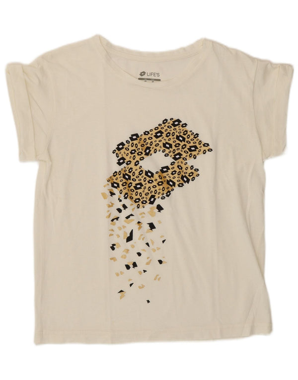 Γυναικείο γραφικό μπλουζάκι Lotto Oversized Top UK 6 XS Λευκό