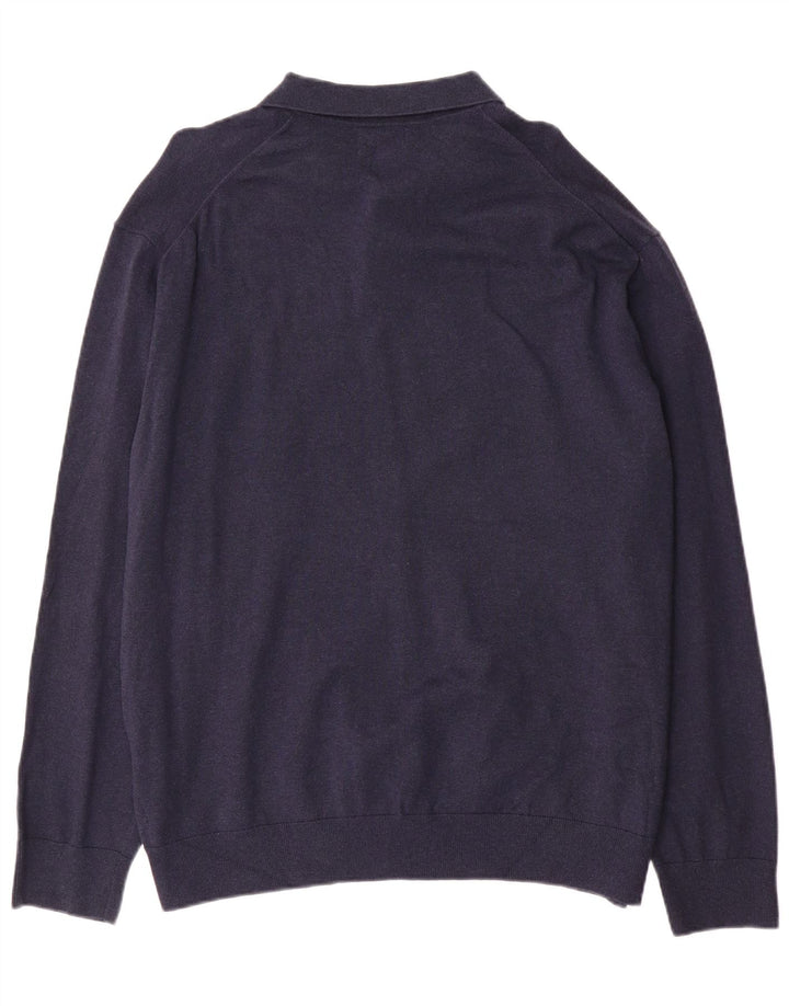 Marks & Spencer Ανδρικό πουλόβερ πόλο με λαιμόκοψη 2XL μπλε βαμβακερό