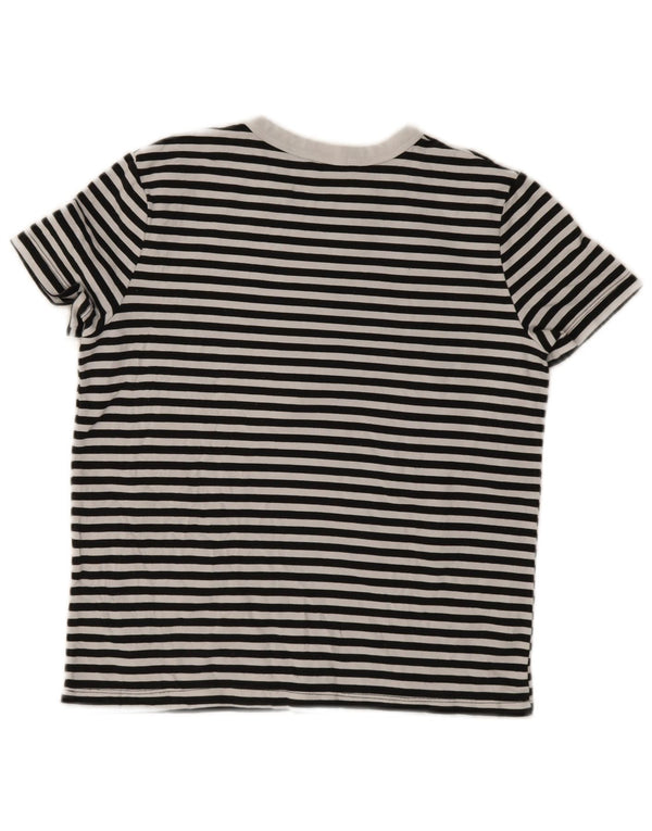 Zara Γυναικείο T-Shirt Top UK 12 Medium Navy Blue ριγέ