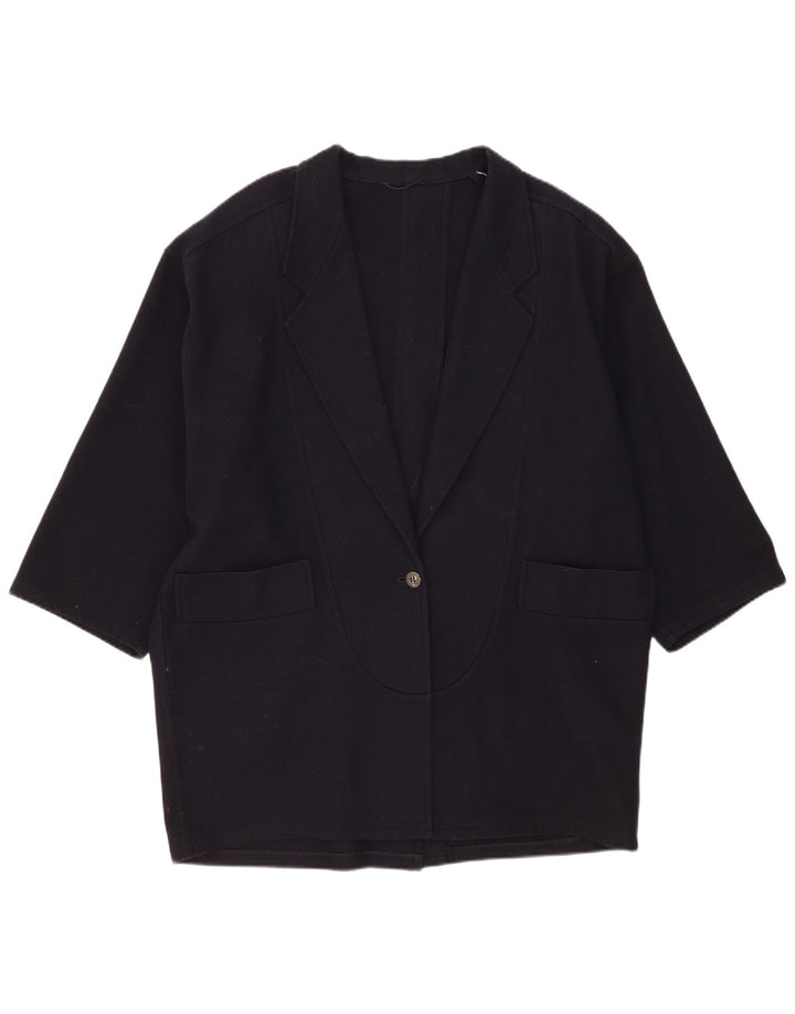 Vintage γυναικείο παραγάδι με 1 κουμπί σακάκι UK 22 3XL Navy Blue