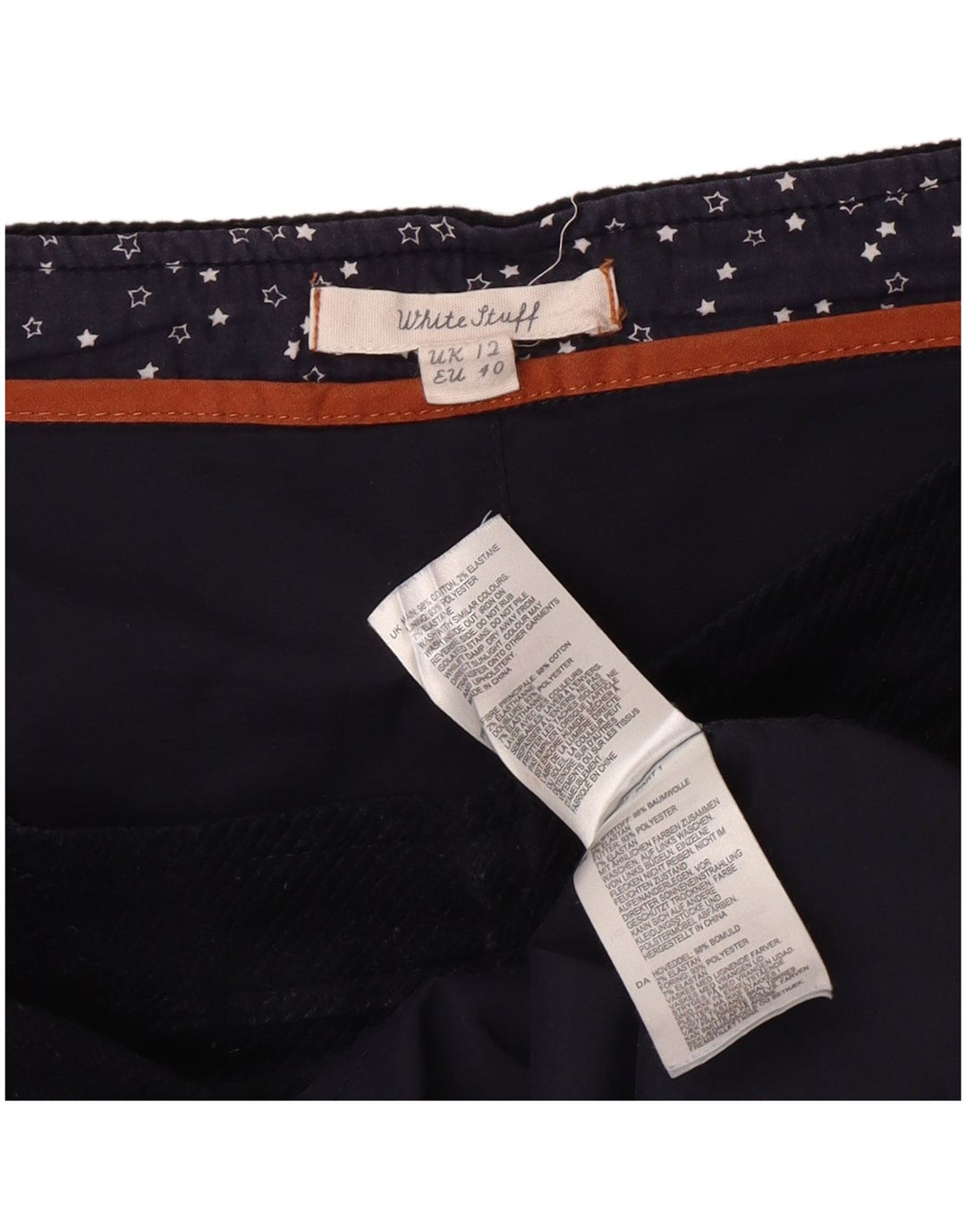 WHITE STUFF Γυναικεία κοτλέ φούστα UK 12 Medium W34 Navy Blue Cotton