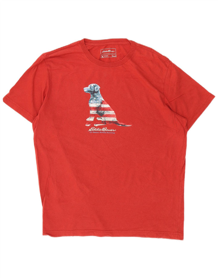 EDDIE BAUER Mens Graphic T-Shirt Top Large Red Cotton