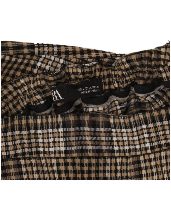 Zara Γυναικείο Cropped Παντελόνι Large W30 L24 Brown Check
