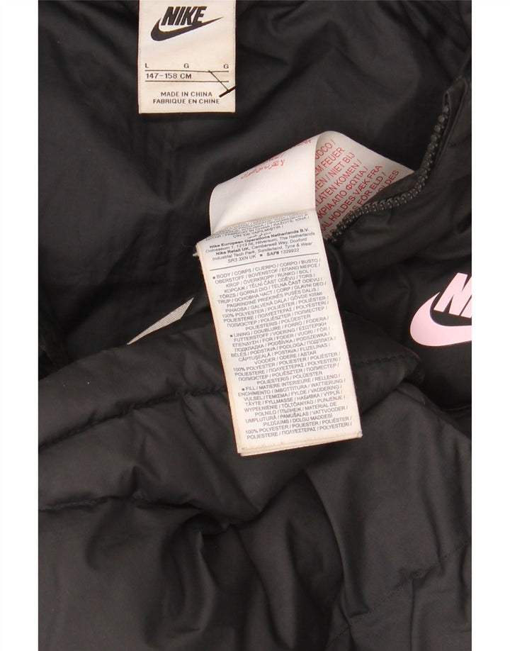 Μπουφάν NIKE για αγόρια με κουκούλα με επένδυση 12-13 ετών, μεγάλο μαύρο πολυεστέρα
