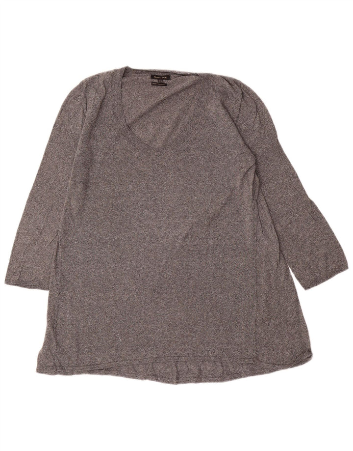 Massimo Dutti Γυναικείο χιτώνιο 3/4 μανίκι τοπ UK 14 Μεγάλο γκρι φλύκταινα