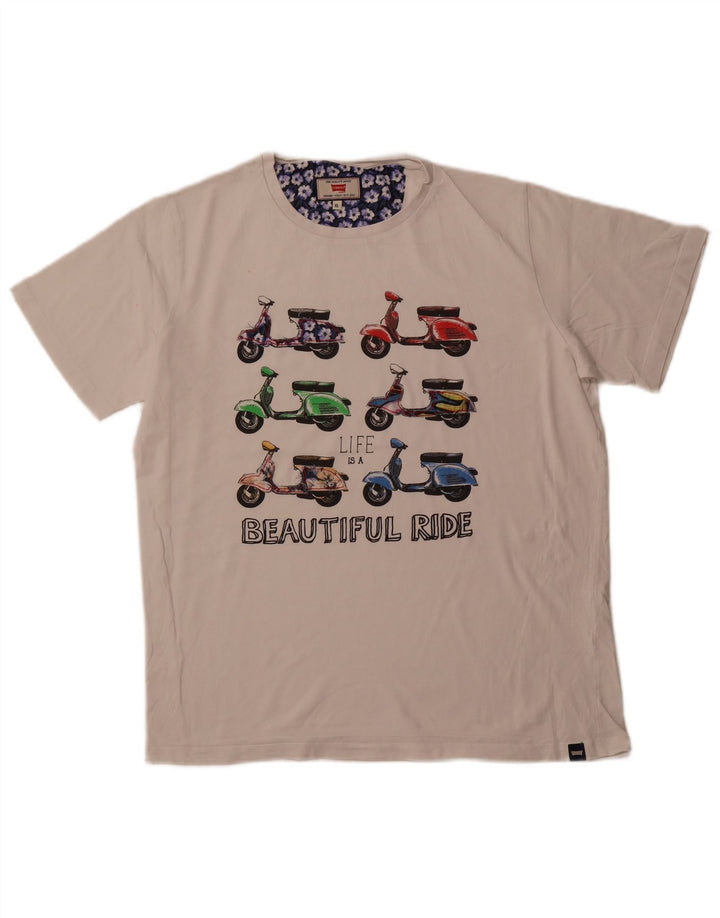 CARRERA Ανδρικό γραφικό T-Shirt Top XL Λευκό βαμβακερό