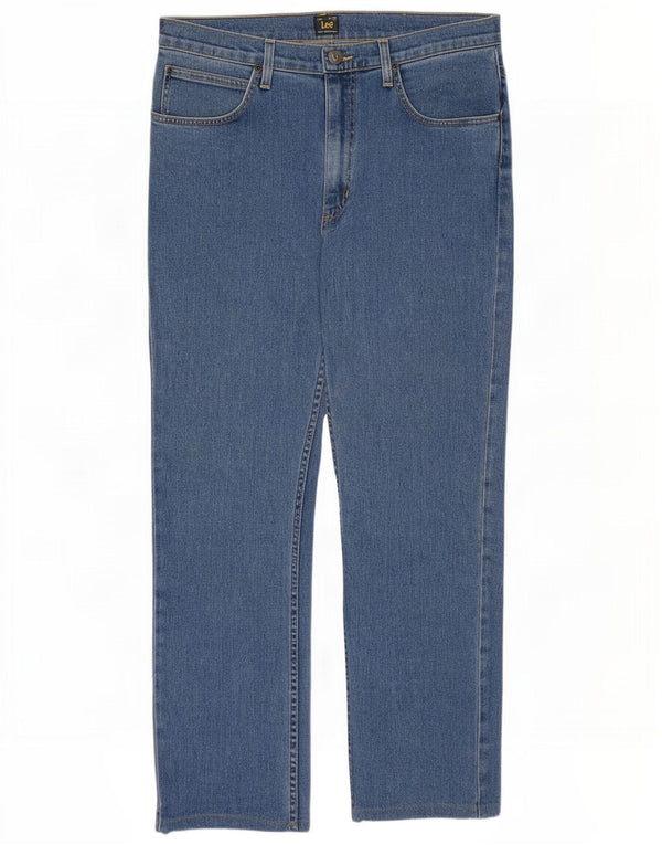 Lee Mens Brooklyn Straight Jeans W34 L30 Blue Cotton
