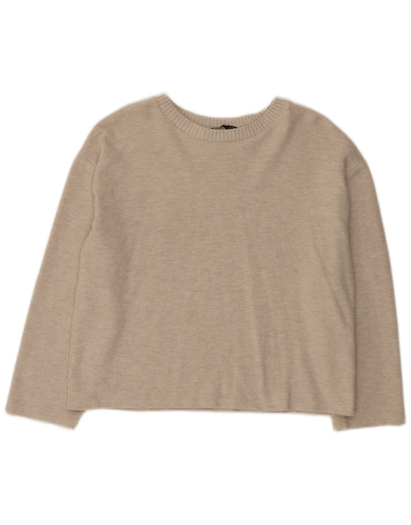 Zara Γυναικείο πουλόβερ με λαιμόκαυστο UK 16 Large Beige Polyester