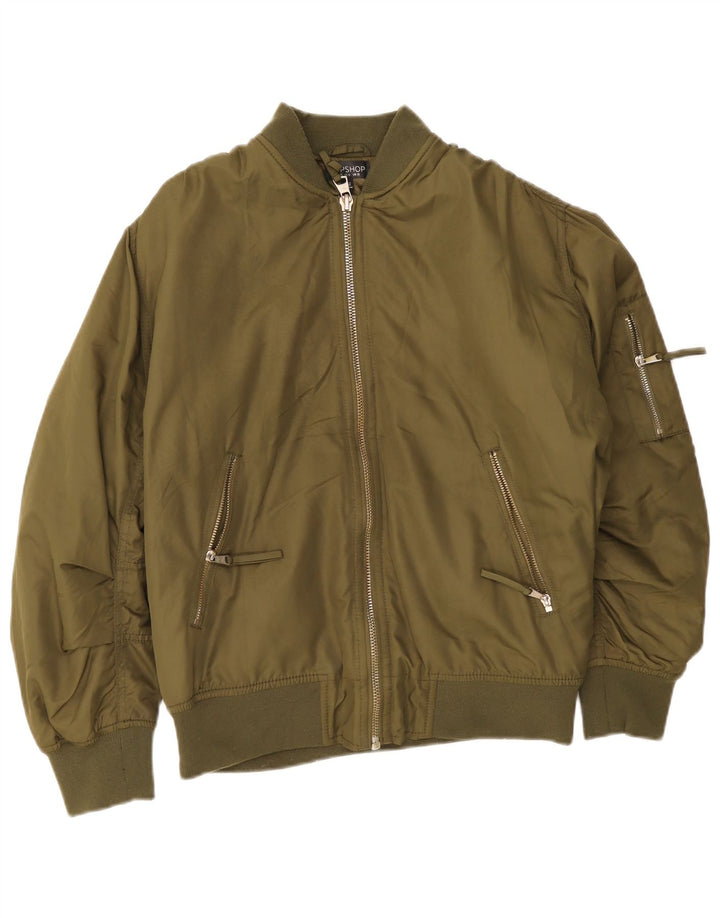Topshop Γυναικείο Oversized Bomber Jacket UK 10 Small Green Polyester
