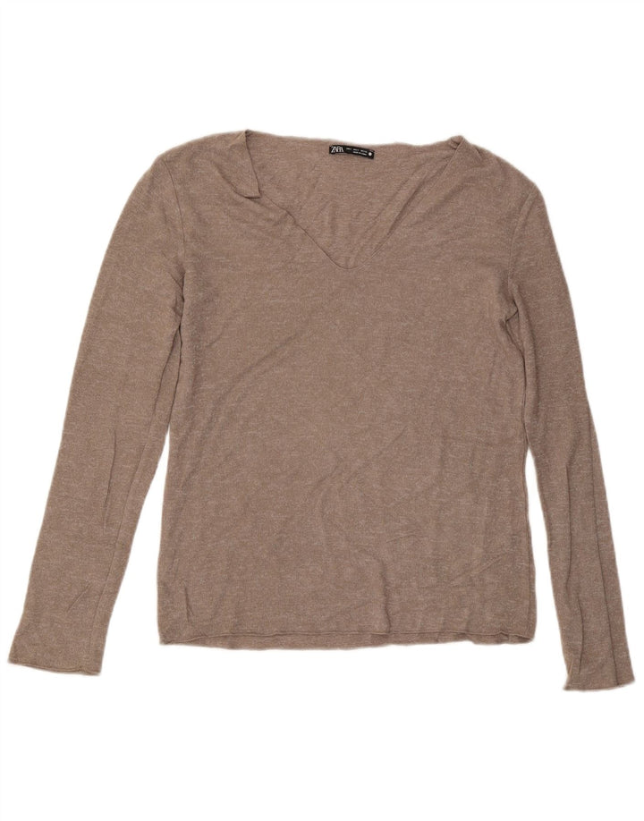 Γυναικείο πουλόβερ ZARA με V λαιμόκοψη UK 10 Small Grey