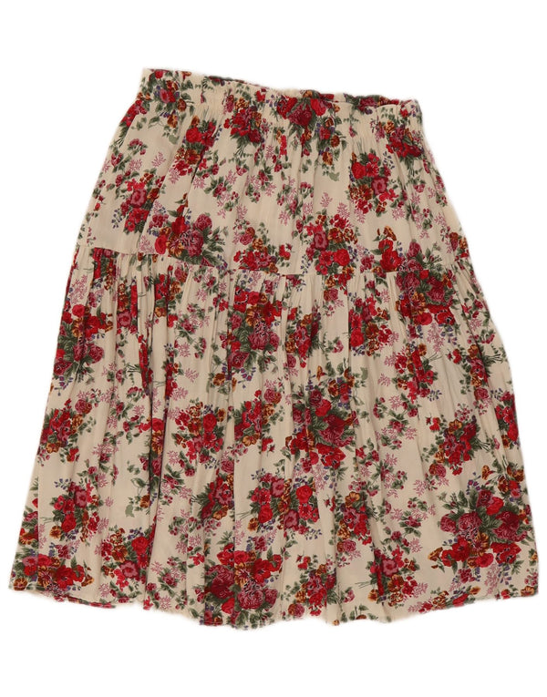 Vintage γυναικεία πλισέ φούστα W26 Small Off White Floral