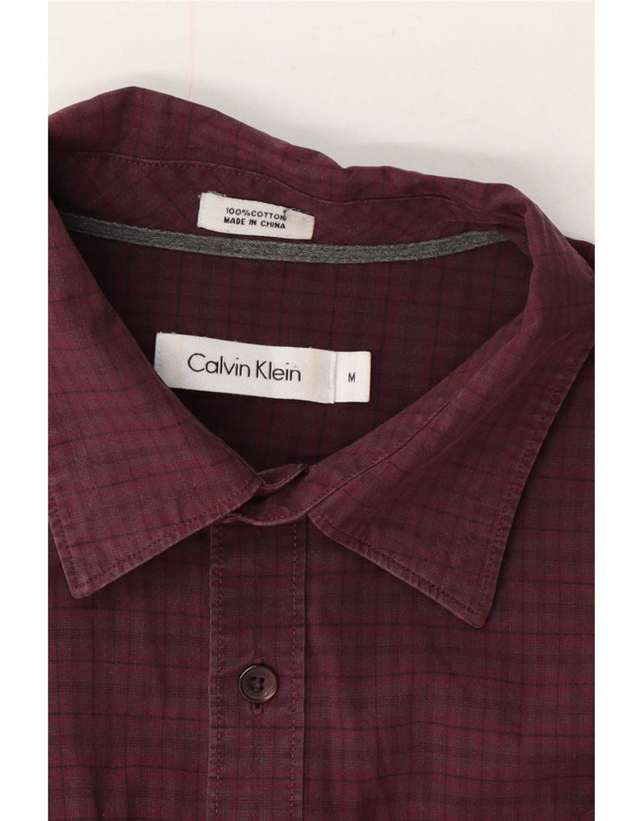 Ανδρικό πουκάμισο Calvin Klein, μεσαίο μπορντό, βαμβακερό Gingham