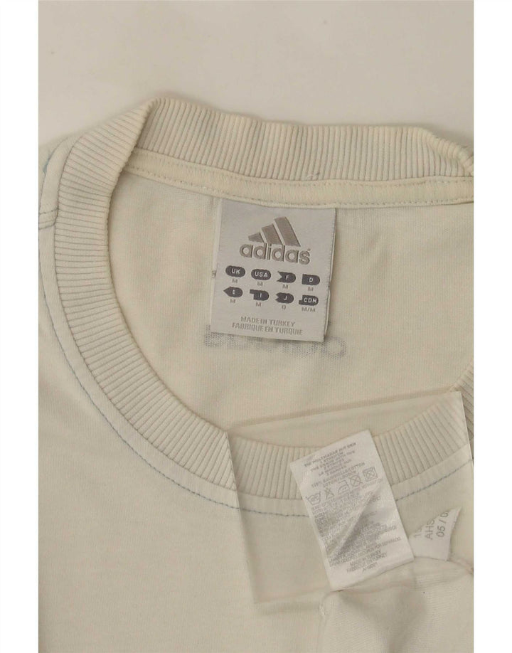 Ανδρικό γραφικό T-Shirt Adidas Top από μεσαίο λευκό βαμβακερό