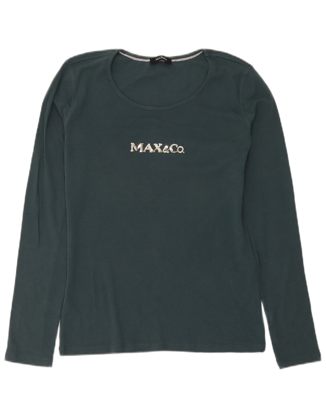 Max & Co. Γυναικείο γραφικό τοπ μακρυμάνικο UK 12 μεσαίο πράσινο βαμβακερό