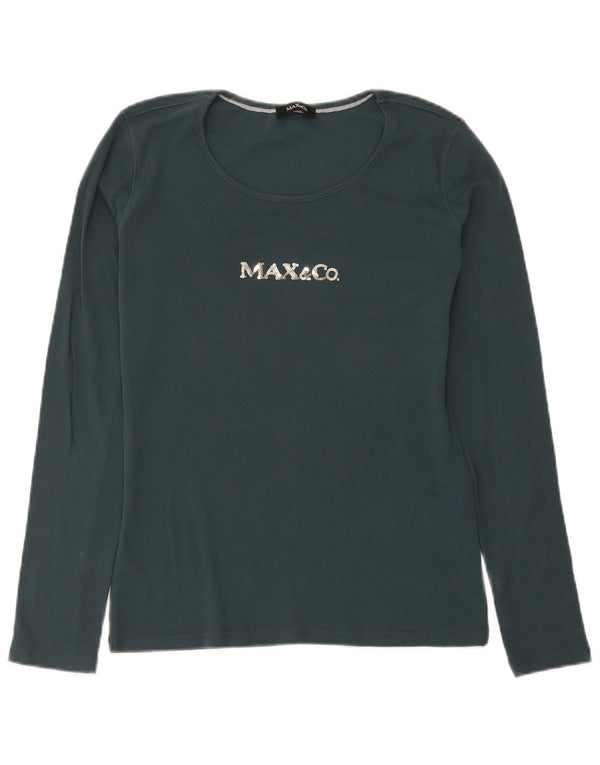 Max & Co. Γυναικείο γραφικό τοπ μακρυμάνικο UK 12 μεσαίο πράσινο βαμβακερό