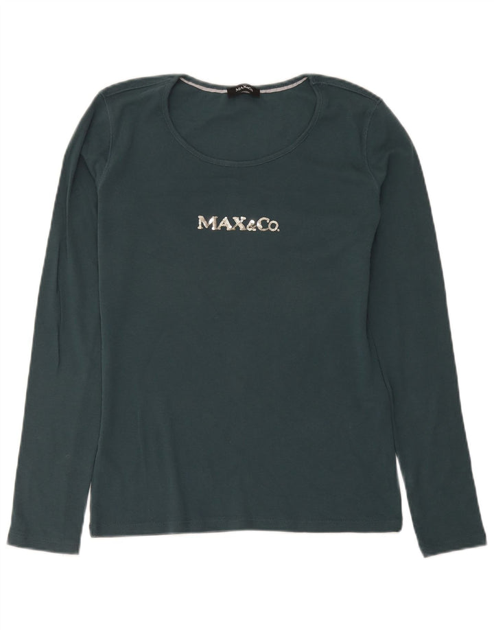 Max & Co. Γυναικείο γραφικό τοπ μακρυμάνικο UK 12 μεσαίο πράσινο βαμβακερό