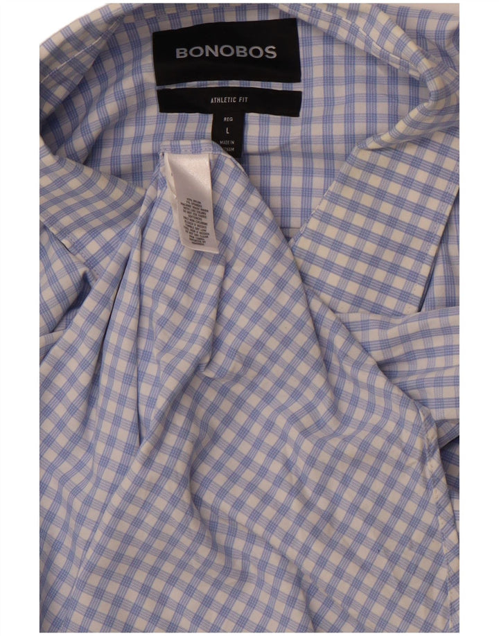 BONOBOS Ανδρικό αθλητικό πουκάμισο μεγάλο μπλε Gingham Nylon
